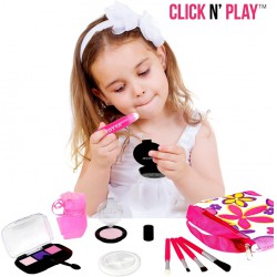 NEW Click N' Play Cosmetic and Makeup Set for Girls, Includes Floral Tote Bag and 8-piece for Pretend Play