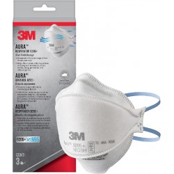NEW  3M Aura Particulate Respirator 9205+ N95, Lightweight, 3 Panel Designed Helps Provide Comfortable and Convenient Respiratory Protection, 3-Pack