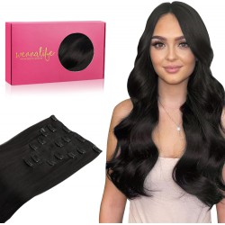 NEW 16' WENNALIFE Clip in Hair Extensions Human Hair 16 Inch 120g 7pcs Natural Black Hair Extensions Clip in for Women Real Human Hair