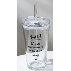 NEW (MISSING STRAW) Kawaii Household Transparent Glass Water Cup Cartoon