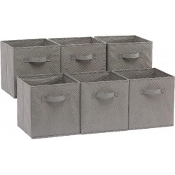 NEW Amazon Basics Foldable Storage Bins Cubes Organizer, 6-Pack, Gray
