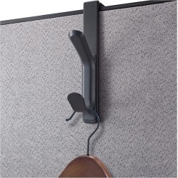 NEW Officemate Over The Panel Double Door Hooks, Charcoal (22005)