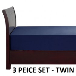 NEW HOME TRENDS TWIN 100 COTTON SHEET SET, SATEEN, BLUE, 3 PIECE