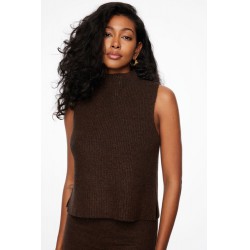 NEW WOMENS MEDIUM DYNAMITE Heavenlyarn Mock Neck Sweater Vest, French Roast Brown Melange