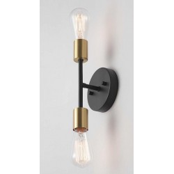 NEW Globe Electric 52085 Alexandria 2-Light Reversible Vanity Light, Matte Black, Matte Brass Accent Socket