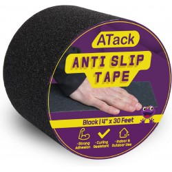 NEW ATack Anti Slip Tape, Black, 4 x 30 Feet, Safety Track Tape Pet-Safe, Hypo-Allergenic, Weather proof and Non Skid Indoor and Outdoor Safety Traction Tape