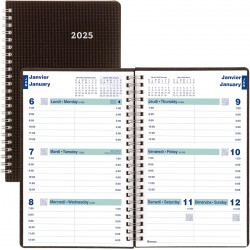 NEW Blueline 2025 DuraFlex Weekly Planner, Appointment Book, 12 Months, January to December, Twin-Wire Binding, 8 x 5, Black, Bilingual