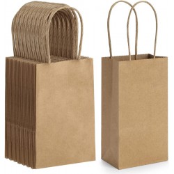 NEW PACK OF 50 BagDream 3.5x2.4x6.7 Inches Small Kraft Paper Gift Bags with Handles Bulk Mini Party Favor Bags Candy Bags 100% Recyclable Brown Paper Bag