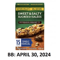 NEW (BB: APRIL 30, 2024) Dark Chocolate And Nut Chewy Granola Bars, Sweet & Salty, 15 BARS