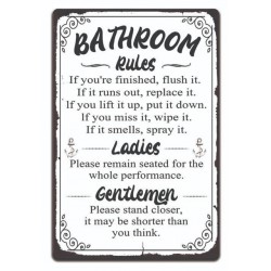 NEW 8X6 Funny Bathroom Rules Ladies & Gentlemen WOODEN SIGN