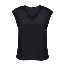 NEW WOMENS LARGE BB (BOCHI BROTHERS) WOVEN LACE TRIM BLOUSE
