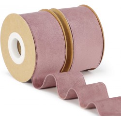 NEW 2 ROLLS - KEYPAN WIRED VELVET RIBBON 1.5 Wide Handmade Fabric Ribbons for Christmas Decor, Flower Bouquet, Wedding Decoration, Baby Shower, 5 YARDS, ROSE GOLD