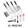 NEW 15 Piece BBQ Tool Set, Stainless Steel Outdoor BBQ Tool Set, Non-Slip BBQ Accessory Set