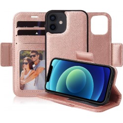 NEW  Navor Detachable Magnetic Wallet Case with RFID Protection Compatible for iPhone 12 Mini [5.4 inch] [Vajio Series] - Rose Gold