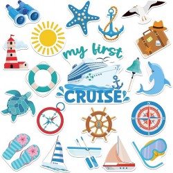 NEW 20 PCS Dazoratix Cruise Ship Magnets Decor - 20 Pcs My First Cruise Trip Door Magnetic Funny Dolphin Slipper Magnet Stateroom
