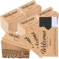 NEW (SIMILAR) Sabary 500 Pcs Hotel Key Card 2.36 x 3.54 Inch Envelope Credit Card Protectors Cover Gift Envelope Holder Sleeves Printed Welcome Guests Enjoy Your Stay