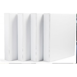 NEW  2' Amazon Basics Economy 3 Ring Binder, Showcase View Binder with 1.5 Inch D-Ring, White, 4-Pack