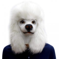 NEW Dog Mask Poodle Head Face Costume Novelty Halloween Party Dressing Up Masks For Adults And Kids (White poodle)