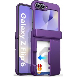 NEW Samsung Galaxy Z Flip 6 and Z Flip 7 FE Wallet Casewith Card Holder (3 Cards) & Outer Screen Protector & Hinge Protection, Shockproof...