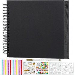 NEW DIY Scrapbook Album 8 x 8 Inch Hardcover Kraft Blank Paper Scrap Book with 20 Sheets Memory Book for Family Wedding Photography Anniversary (Black)