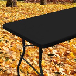 NEW  Smiry Rectangle Table Cloth, Waterproof Elastic Fitted Tablecloths for 6 Foot Tables, Washable Polyester Table Cover for Picnic, Camping, Outdoor