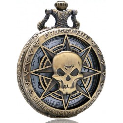 NEW  OIFMKC Pocket Watch Hollow Vintage Bronze Skull Ghost Cross Fire Quartz Pocket Watch Necklace Gift for Mens