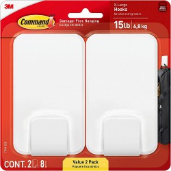 NEW (SEE NOTES) Command 15 Lb XL Heavyweight Wall Hook, Damage Free Hanging Wall Hook with Adhesive Strips, Heavy Duty Single Wall Hook for Hanging Back to School.