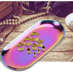 NEW (SEE NOTES)  1 PC Stainless Steel Decorative Tray,Oval Tray,Stainless Steel Decorative Tray,Stainless Steel Jewelry Tray,Bathroom Platter Storage Tray