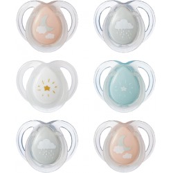 NEW Tommee Tippee Night Time Glow in the Dark Pacifiers, 0-6 Months, Symmetrical Design, BPA-Free Silicone, Pack of 6
