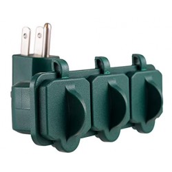 NEW Philips Heavy-Duty Outdoor Tap 3-Outlet Grounded With Covers Green