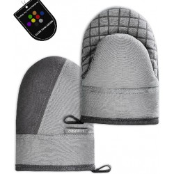 NEW Mini Oven Mitts, Kitchen Oven Gloves Kitchen Mittens 500 Degrees Heat Resistant Baking Gloves, Non-Slip Silicone Surface with Hanging Loops Hot Gloves