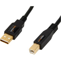 NEW Amazon Basics USB-A to USB-B 2.0 Cable with 480 Mbps Transfer Speed for Printer or External Hard Drive, Gold-Plated Connectors, 10 Foot, Black