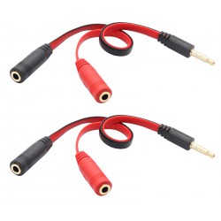 NEW zdyCGTime 20CM/8Inch 4-Pole 3.5mm Audio Y Splitter Cable, 2-Pack, Black & Red, Headset Mic & Stereo, PC, PS4, Smartphone Compatible
