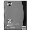 NEW Hilroy Coil 3-Subject Notebook, Wide Ruled, 10.5 X 8 Inches, 150 Sheets / 300 Pages, GREY