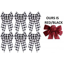 NEW Lulu Home Bow Double Layer Bow Christmas Wreath Bow Holiday Christmas Bows, RED & BLACK, PACK OF 6
