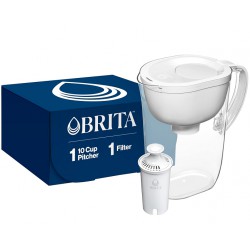NEW Brita Large 10 Cup Water Filter Pitcher for Tap and Drinking Water with SmartLight Filter Change Indicator + 1 Standard Filter, Lasts 2 Months, Bright White