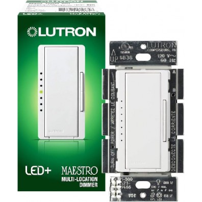 NEW Lutron Maestro LED+ Dimmer Switch | for Dimmable LED, Halogen & Incandescent Bulbs | Single-Pole or Multi-Location | MACL-153M-WH-C | White, Pack of 1.