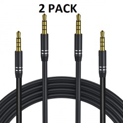 NEW AMAZON BASICS 3.5mm Audio Cable Male to Male (4Ft/1.2M), 4 Pole Hi-Fi Stereo AUX Cord, Audio Jack Auxiliary Cord Extension Adapter for Headphones, Car and All 3.5 mm Enabled Devices (2 Pack - Black)