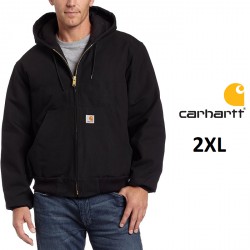 NEW MENS 2XL Carhartt Mens Quilted Flannel Lined Duck Active Jacket, BLACK