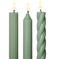 NEW 3 PACK ILLUME Assorted Sage Green Candle Tapers