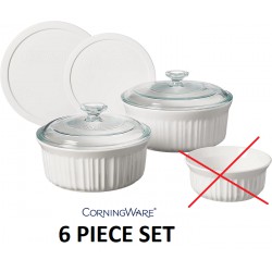 NEW CorningWare French White 6 PIECE Ceramic Bakeware Set with Lids, Chip and Crack Resistant Stoneware Baking Dish
