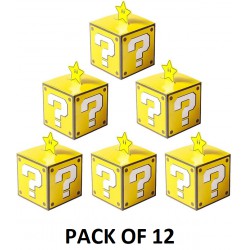 NEW 12 PACK Mario Party Treat Box,  Video Game Brick Block Gift Treat Bags for Mario Theme Party Favors Decorations Supplies for Boys Girls Children (Golden Brick)