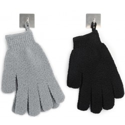 NEW Exfoliating Gloves for Big Hands 4 Pack - Lengthened and Large Double-Sided Shower Gloves (4 Pairs) for Spa, Massage - Large Bath Exfoliators (2 Black and 2 Gray)