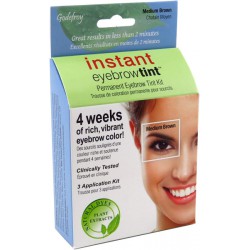NEW Godefroy Instant Eyebrow Tint Medium Brown (3 Pack)
