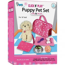 NEW Click N' Play 9 Piece Doll Puppy Set and Accessories
