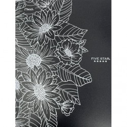 NEW PACK OF 4 MEAD Five Star Black & White Floral Pocket & Prong, Pocket & Prong