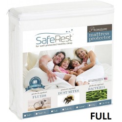 NEW Full Size SafeRest Premium Hypoallergenic Waterproof Mattress Protector - Vinyl, PVC and Phthalate Free