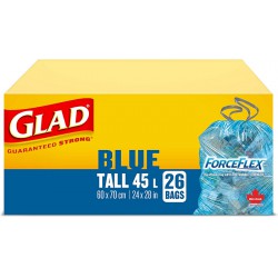 NEW lad Blue Recycling Bags - Tall 45 Litres - ForceFlex, Drawstring, 26 Trash Bags