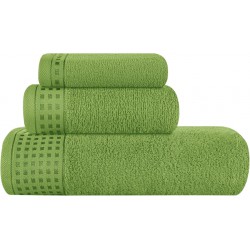NEW GLAMBURG Ultra Soft 3 Pack Cotton Towel Set, Contains a Bath Towel 28x55 inch, a Hand Towel 16x24 inch & a Wash Coth 12x12 inch, Ideal Everyday use, Compact & Lightweight - Kiwi Green