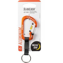 NEW Nite Ize SlideLock Key Ring, Locking Carabiner Key Chain with Webbing, Orange
